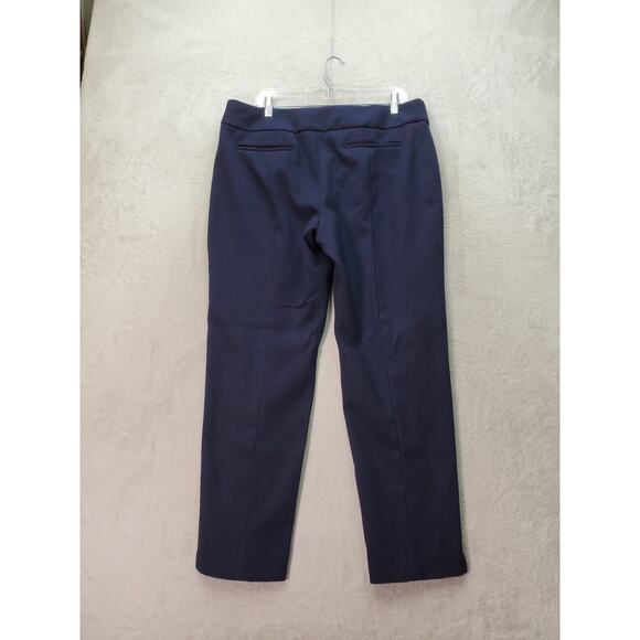 Talbots Dress Pants Women's Navy Polyester High Rise Pockets Straight Leg Slit - Picture 2 of 7